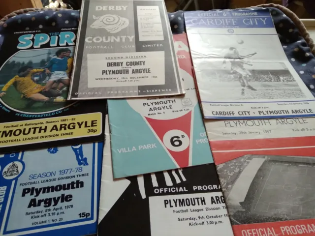 7 Plymouth Argyle away programmes  see details for games