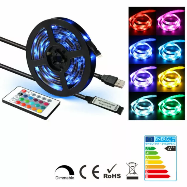 LED Strip RGB Light 0.5m -5m 60SMD/m TV Back Lighting Kit+USB Remote Control 12V