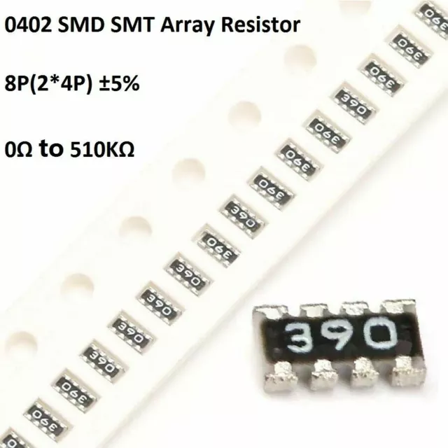 0402 SMD/SMT Chip Array Resistor 8P(2*4P) ±5% Network Resistance 0Ω To 510KΩ/Ohm