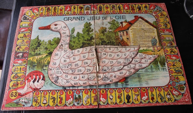 Ancien Plateau De Jeu De L'Oie « Renouvelé Des Grecs » – Environ 1900 – Carton – France – Occasion (état D'usage)
