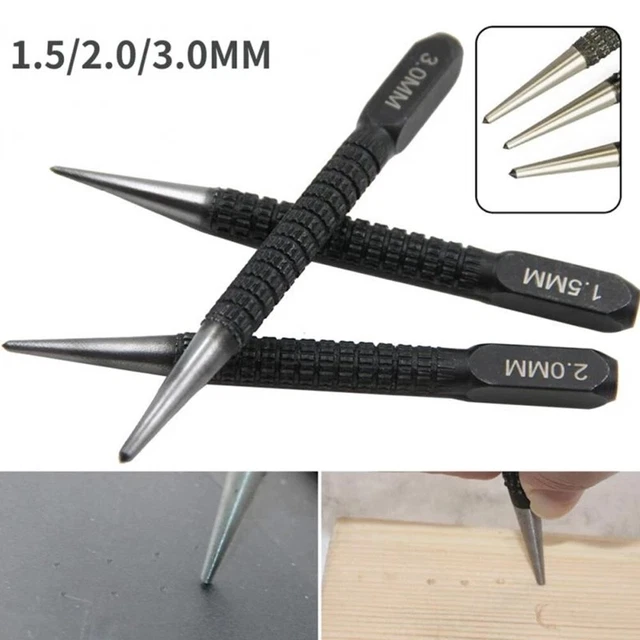 Centre Ponch 1.5/2/3mm Alliage Acier Verre Main Outils Trou Métal Antidérapant