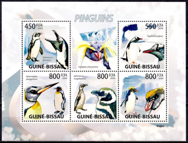 Guinea Bissau 2009 Southern Rockhopper Penguins Birds Antarctic Polar m/s MNH