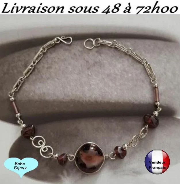 Bracelet Bohème Femme Fait Main Argent & Verre - Pièce Unique T5 - Boho Chic