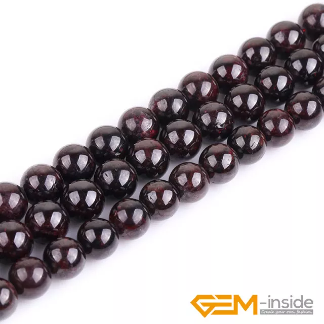 Natural Dark Red Garnet Gemstone Round Beads Strand 15" 4mm 6mm 8mm 10mm 12mm UK