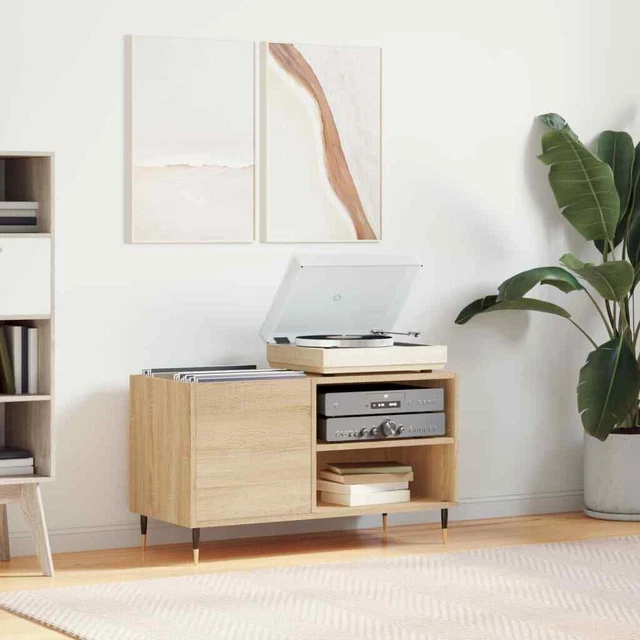 Rantry Platenkast Zwart 84,5x38x89 cm Engineered Wood, Vinyl Record Opslag Organizer, Recorder Case Collectie Plank, LP Cabinet 357 Media Opbergkasten & Racks