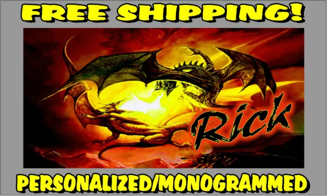 Personalized Monogrammed Custom License Plate Auto Car Tag Dragon Red