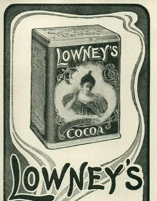 1903 LOWNEY'S COCOA Chocolate Hot Beverage BAKING Pastry ORIGINAL Print Ad 4425