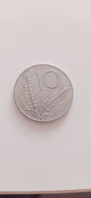 Moneta  rara da 10 Lire spighe del 1955, peso di 1,6 grammi diametro 23,3 mm 