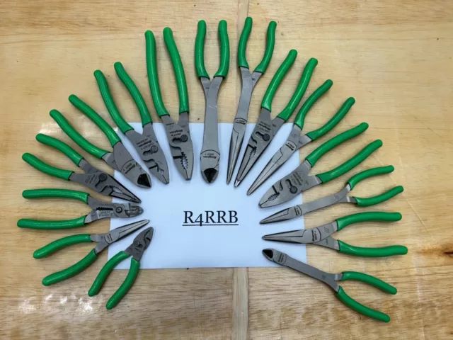 Snap-on Tools USA NEW 15 Piece GREEN Mixed Pliers Combo Lot Set LN46ACF LN47ACFG