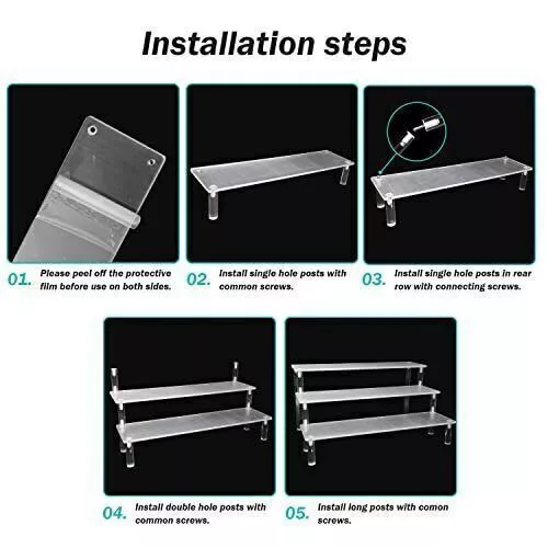 Acrylic Display Risers,Clear Shelf 3 Tier Cupcake Display Stand Steps Organizer 2