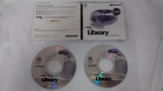 Lot de deux CD Microsoft MSDN Library Visual Studio 6 6.0