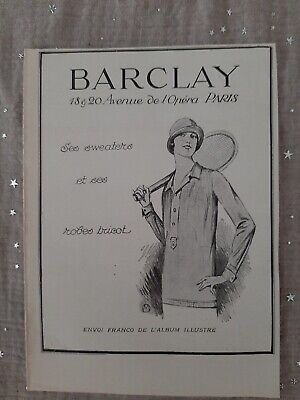 Publicité de presse ancienne Barclay Old paper advertisement de 1924 