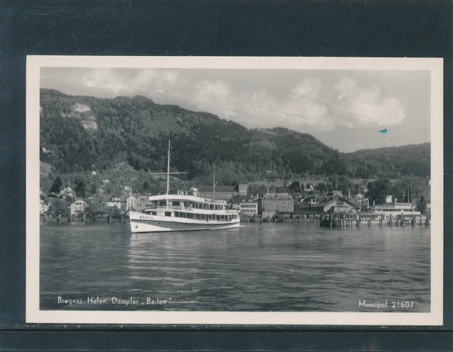 AK aus Bregenz, Hafen mit Dampfer Baden, Schiff, Vorarlberg    18/8/15