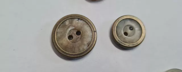 Vitange Khaki Metal Rimmed Button 2 Hole 16mm 21mm -Clothes, Sewing, Crafts (s2)