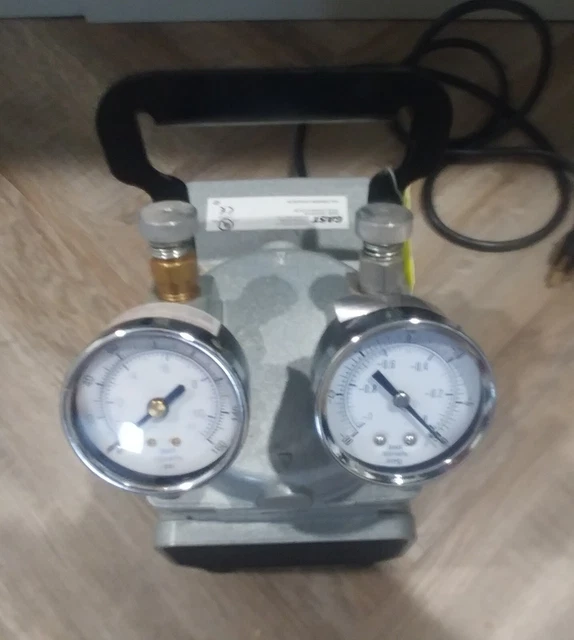 GAST Compressor Vacuum Pump 1/8 hp 115V AC 25.5 in Hg Max Vacuum 60 psi Max