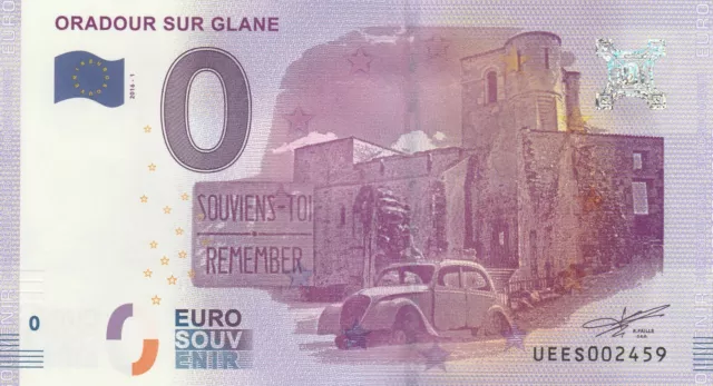 A 2016-1 Billet Euro Souvenir - Ue Es  - 87 Oradour Sur Glane