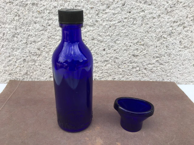 ANCIENNE BOUTEILLE ET rince oeil bleu cobalt / Déco / Pharmacie EUR 19