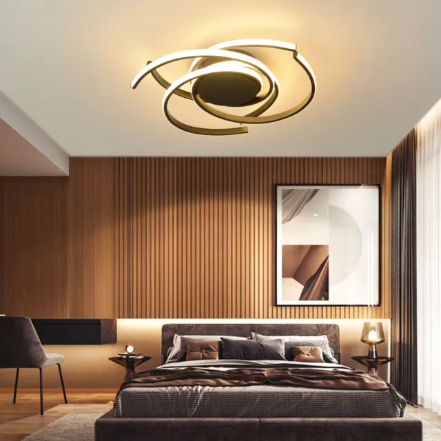 Modern LED Ceiling Light Flush Mount Dimmable Chandelier Lamp w/ Remote Control