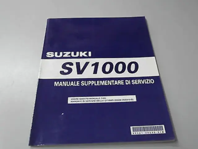 Manuale Supplementare Di Servizio Suzuki Sv 1000 Modello 2003 Lingua Italiano