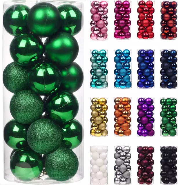 Christmas Baubles Tree Ornament Shiny Glitter Balls Xmas Hanging Decoration 30mm