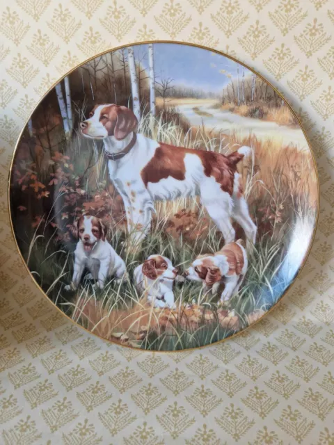 Vintage 1989 Hamilton Collection Collectable Plate Brittany Spaniels Sport Dogs