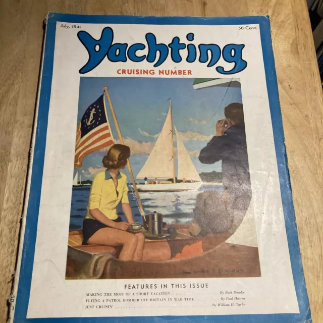 YACHTING MAGAZINE - July 1941 / Regatta/Sailing/Racing/Yachts/Boats/Old Ads