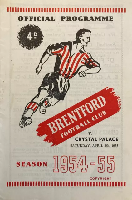 Brentford v Crystal Palace Div 3 (S) 1954/55