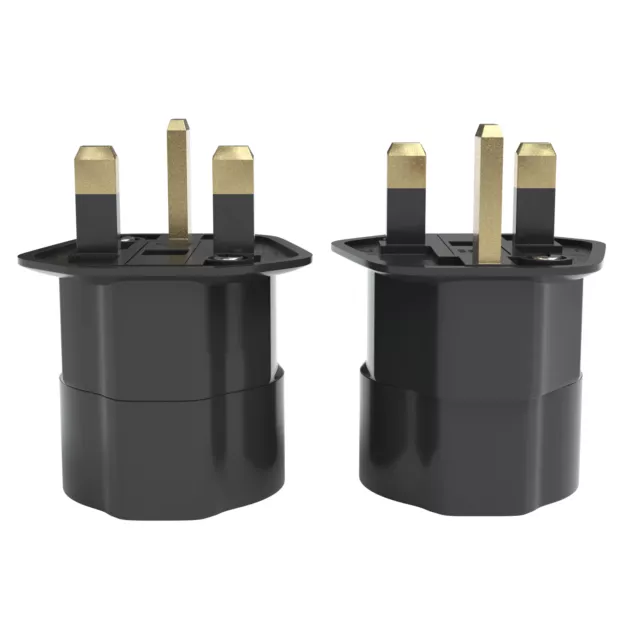 2x Reiseadapter UK England GB Stecker 3pin auf DE EU Steckdose Reisestecker 3