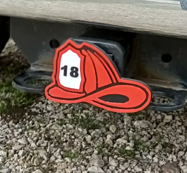 Firefighter Helmet Trailer Hitch Cover. Self-locking", Free Shipping.