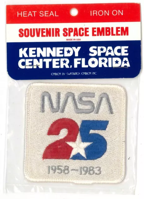 NASA PATCH '83 vtg NASA 25th ANNIVERSARY '58 - '83 / 3.5" MIP Swissartex Kennedy