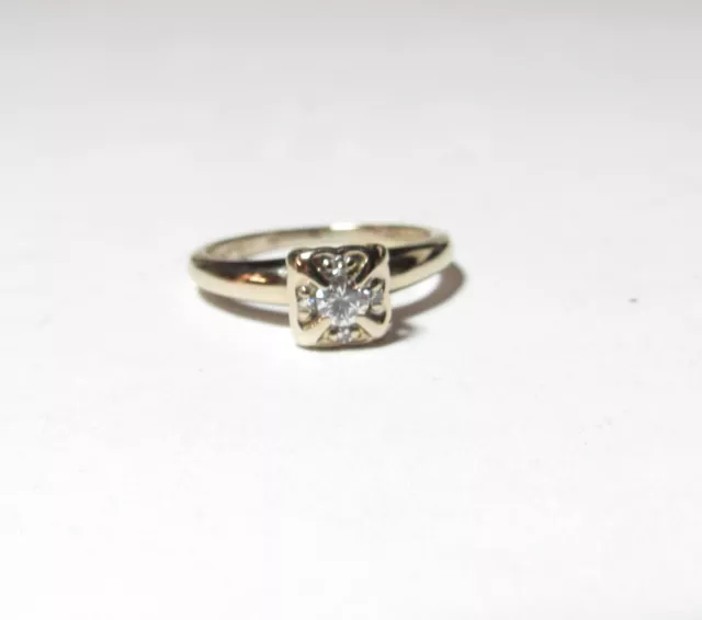 Vintage 1940S 14K Solid White Gold Ring W / Vs Natural Diamonds