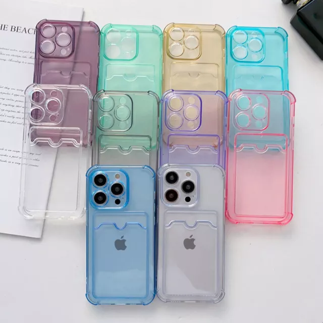 For iPhone 15 14 13 Pro Max 12 11 XS XR 8 SE Shockproof Card Holder Case Cover