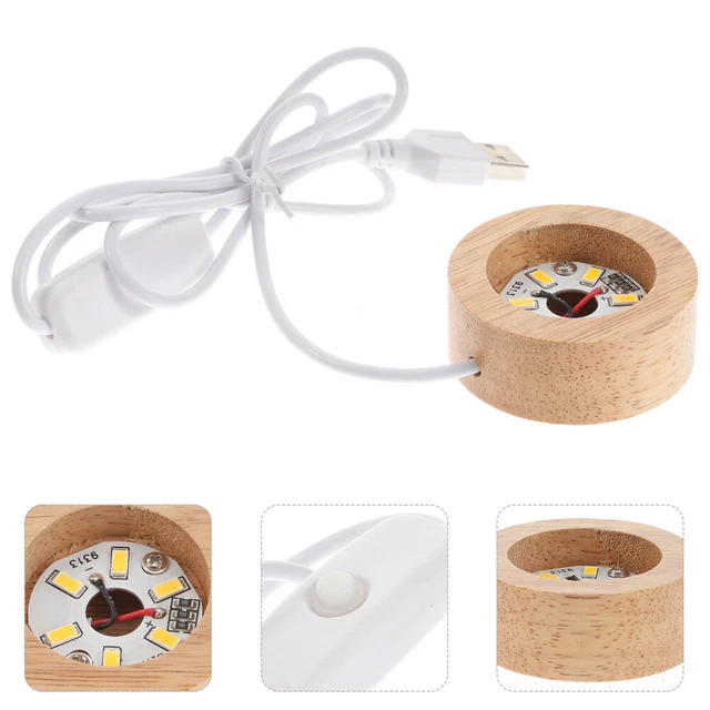 Work Snowball LED LIGHT BASE Wood Lamp Holder Snowball Work Snowglobe Stand Warm £7. ...
