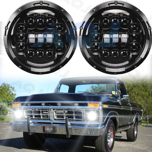2PC 7 inch Round LED Hi/Lo Beam Headlights Chrome for Ford F100 F150 F250 Truck