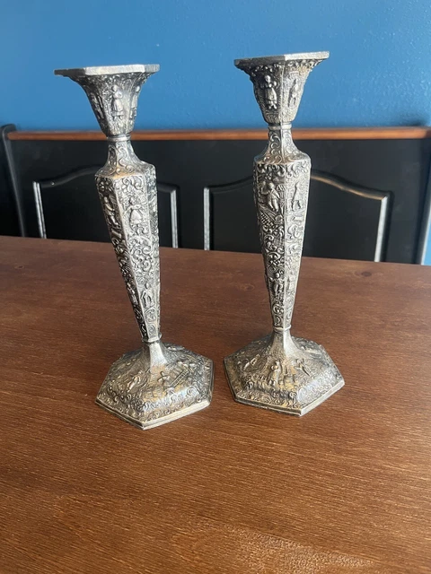Antique Silver Plate Dutch Colonial Candle stick holder