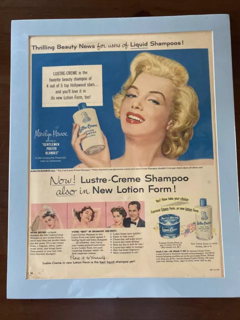 Rare 1953 Marilyn Monroe Lustre Cream Advertisement