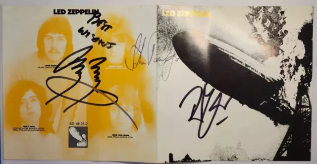 LED ZEPPELIN signed debut CD x3 JIMMY PAGE signed ROBERT PLANT signed J.P JONES
