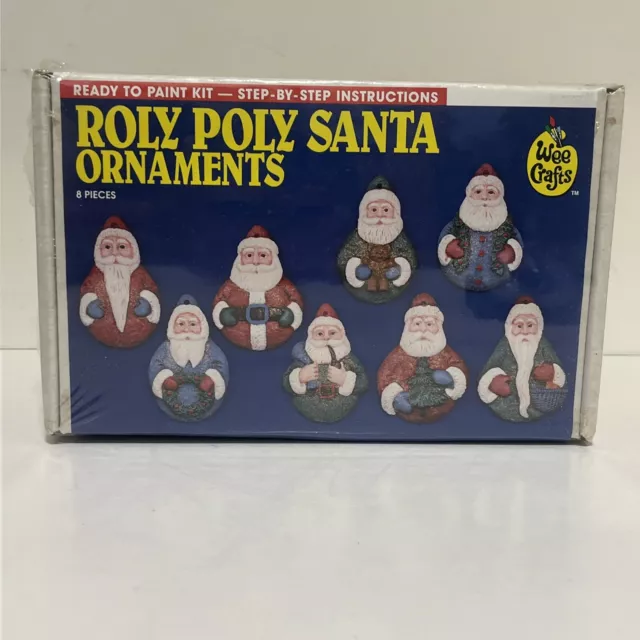 Vtg Accents Unlimited Wee Crafts #21002 Roly Poly Santa Christmas Ornaments New