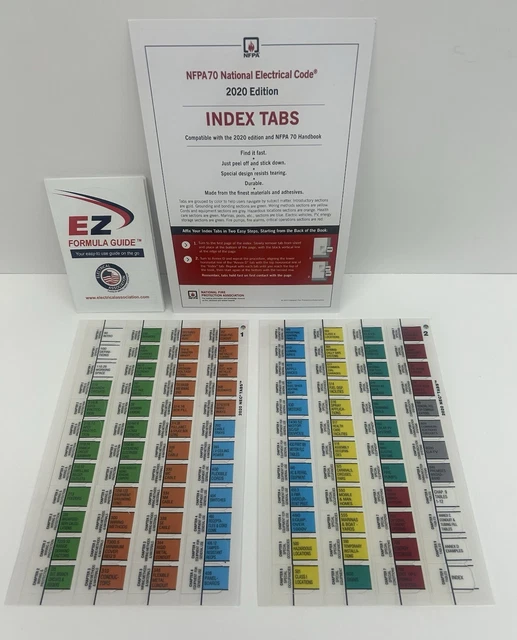 Nec Code Index NFPA 70 2020 National Electrical Code NEC Handbook Self-Adhesive Index ...