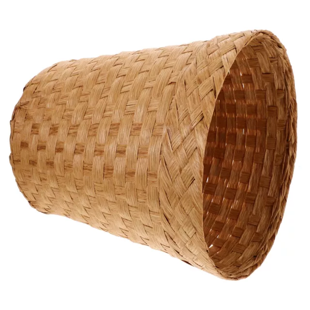 Bamboo Rattan Handwoven Trash Can Office Wicker Basket with Lid