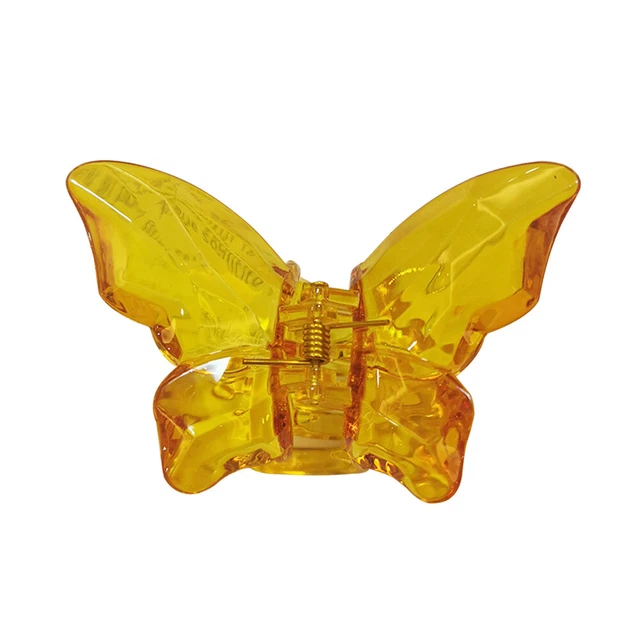 Linda horquilla transparente con clip para garras de cabello de mariposa para mujer (champagne + amarillo)