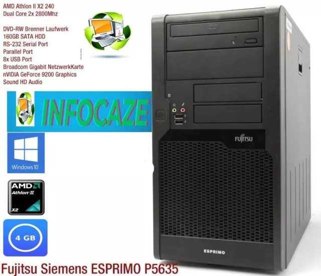 Fujitsu  Esprimo  Amd Athlon Ii X2 240 2.8Ghz/4Gb Ddr2/Windows 10 Pro