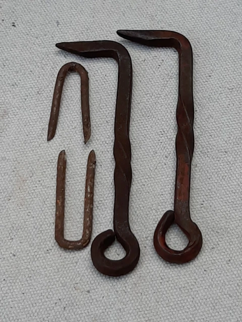 Antique 4.5" Hand Forged Iron Barn Door Gate Hook Twisted Reclaimed Salvage (s3)