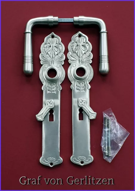 Prunkgriffe BB 72 Antik Nickel Langschild Türgriffe Türklinken Jugendstil S37-1N