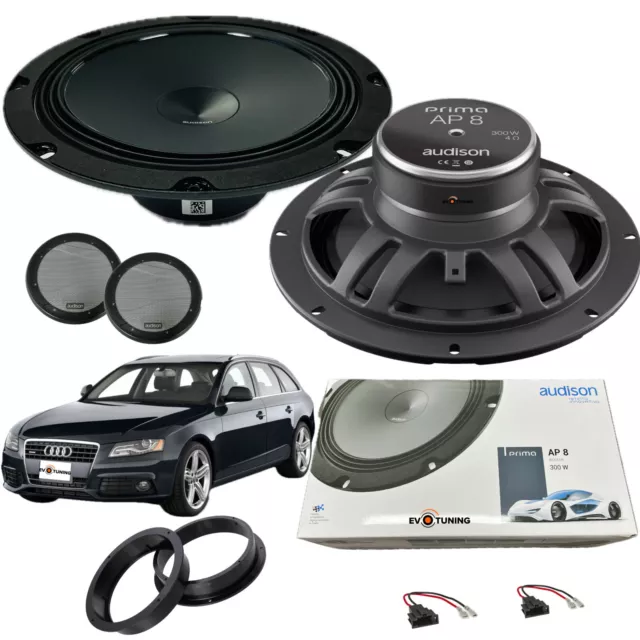 Kit 2 Casse Altoparlanti Woofer Audison AP8 Anteriori per Audi A4 B8 2007-2016