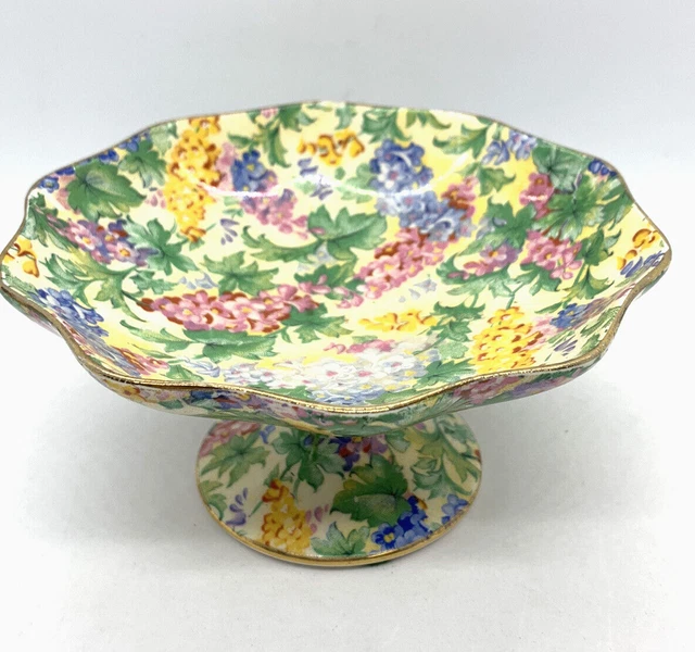Vintage Royal Winton Grimwades SOMERSET Chintz CANDY Compote Pedestal Dish RARE