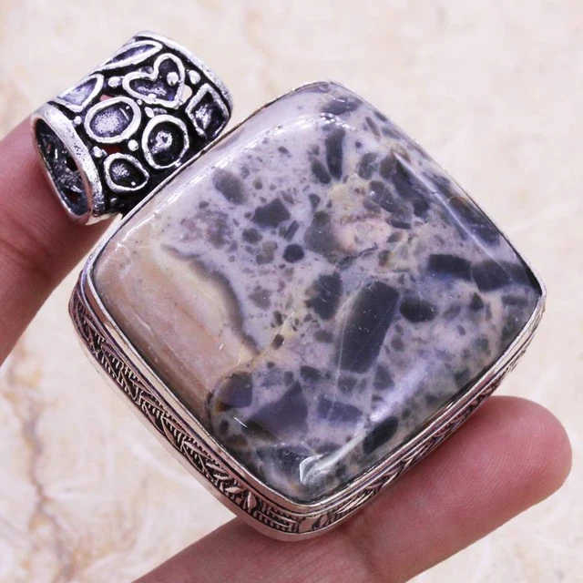 Delightful Picasso Jasper 925 Silver Plated Handmade  Pendant of 2" Ethnic Gift