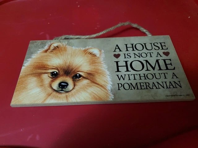 Pomeranian Wood Dog Sign Wall Plaque 5 x 10 + Bonus Coaster
