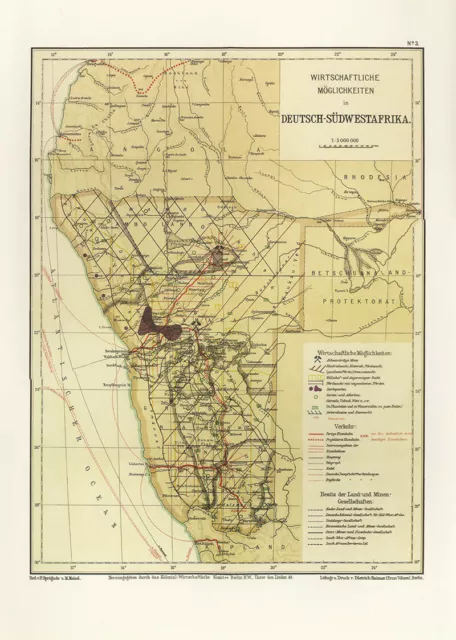 Wirtschaftliche Möglichkeiten in Deutsch Südwestafrika Kapland Kolonialatlas 121