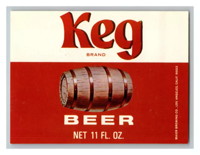 Keg Beer Maier Brewing Co. Los Angeles California Vintage Paper Beer Label
